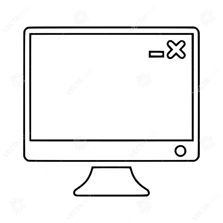 Line Art Computer Monitor Icon