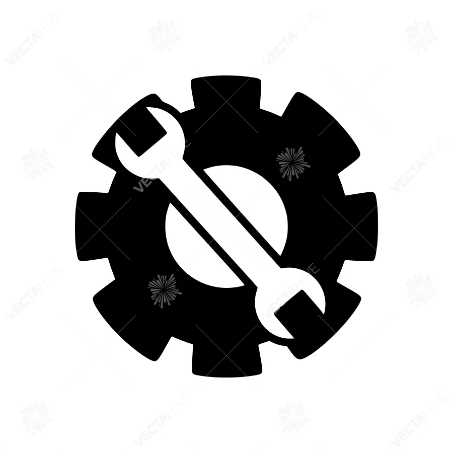 Gear and Wrench Icon - Vector Illustration