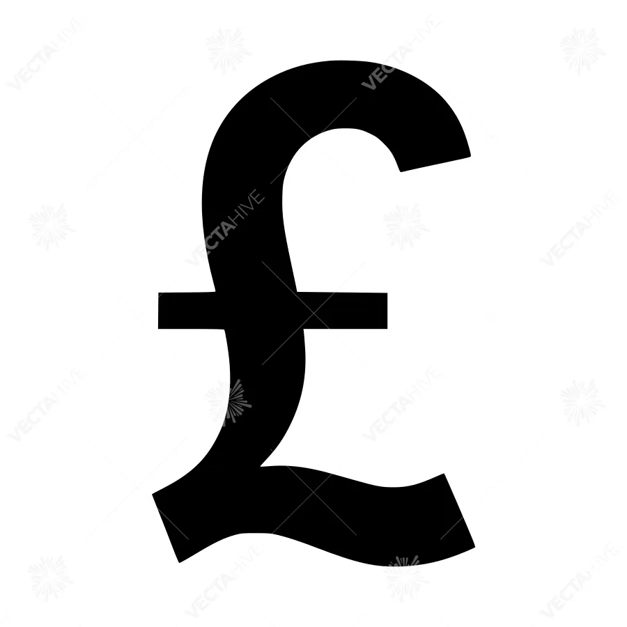 Black Pound Sterling Symbol Vector Icon