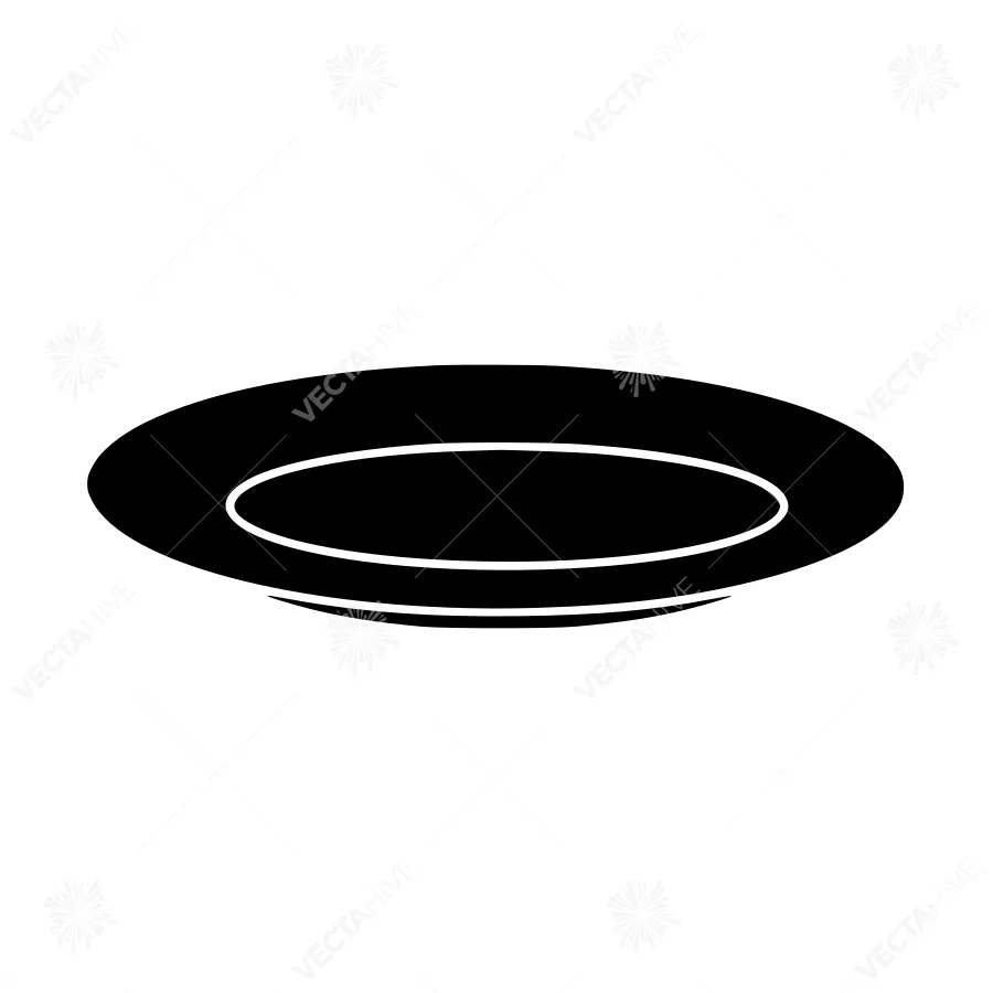Minimalist Plate Icon - Black Outline