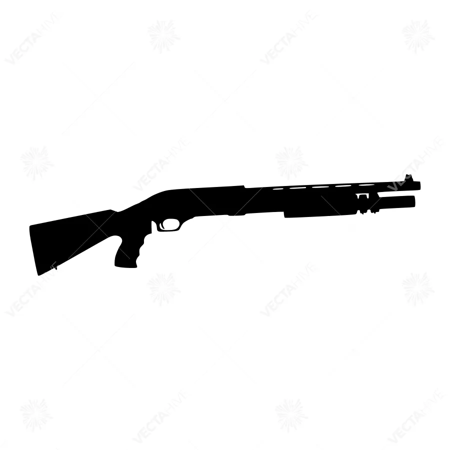 Black Silhouette Shotgun Vector Illustration