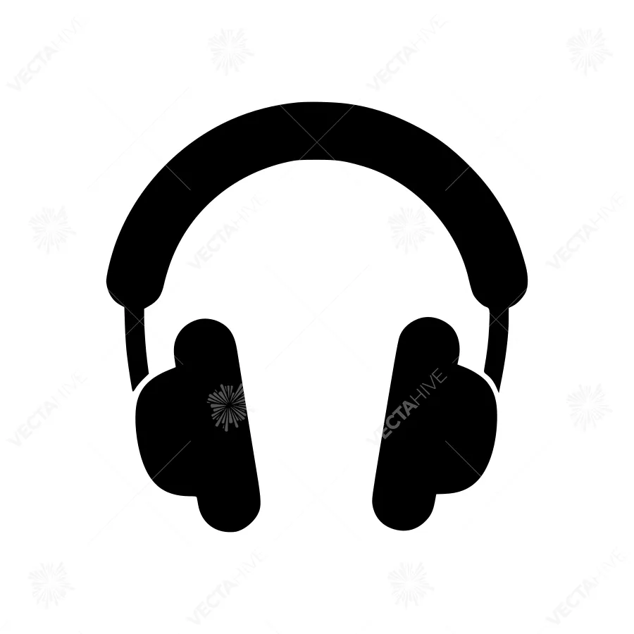 Black Headphones Icon - Simple Vector Illustration