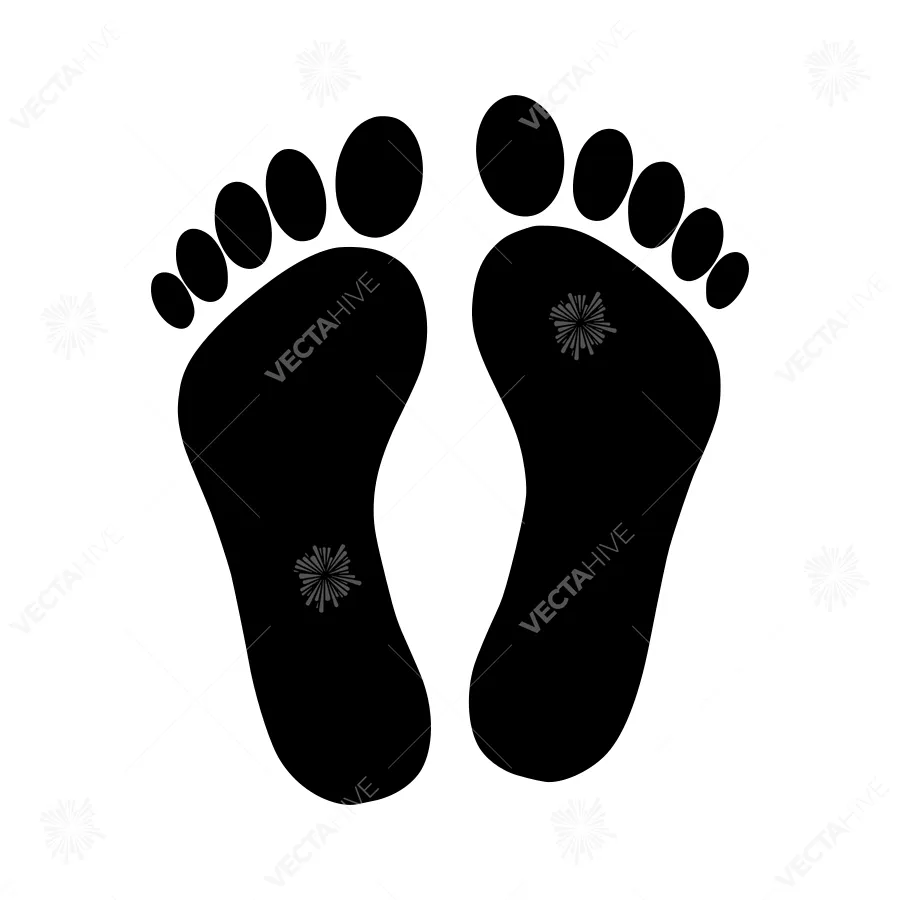 Footprints Silhouette Black on White