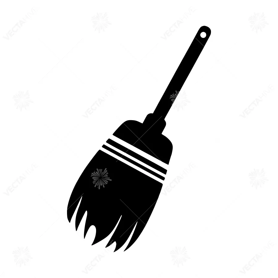 Black Broom Icon - Cleaning Vector Illustration