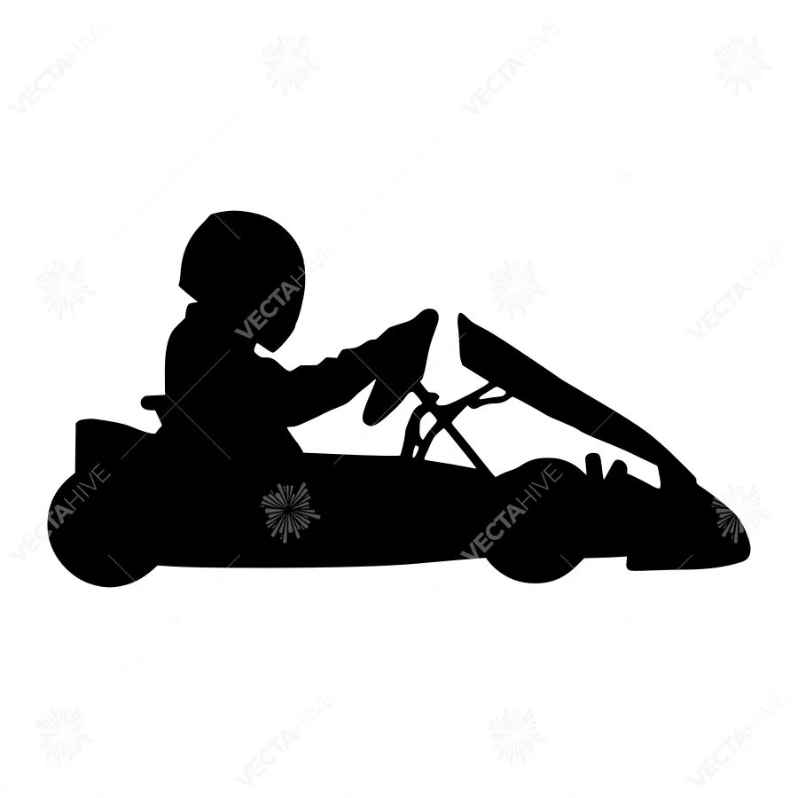 Silhouette Child Riding Go-Kart