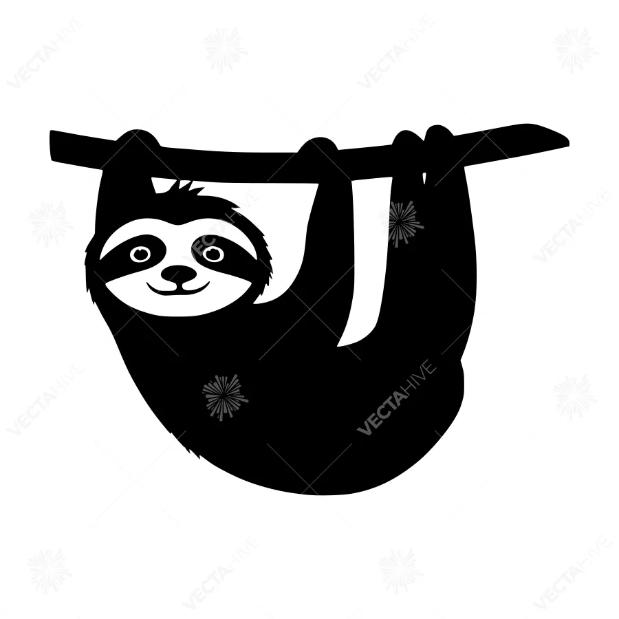 Cute Sloth Hanging Illustration