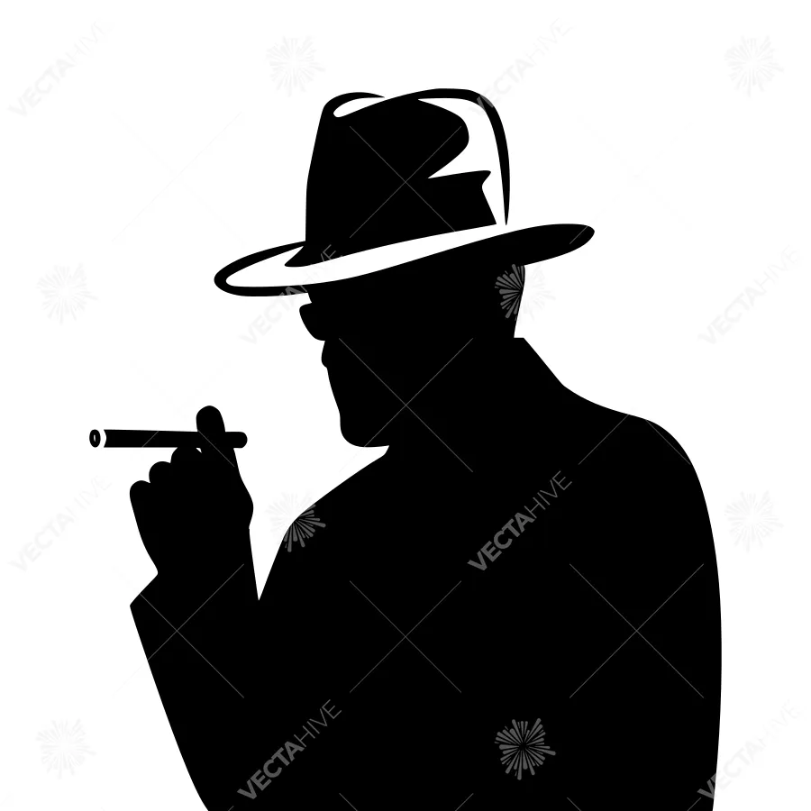 Silhouette Detective - Vintage Hat & Cigar