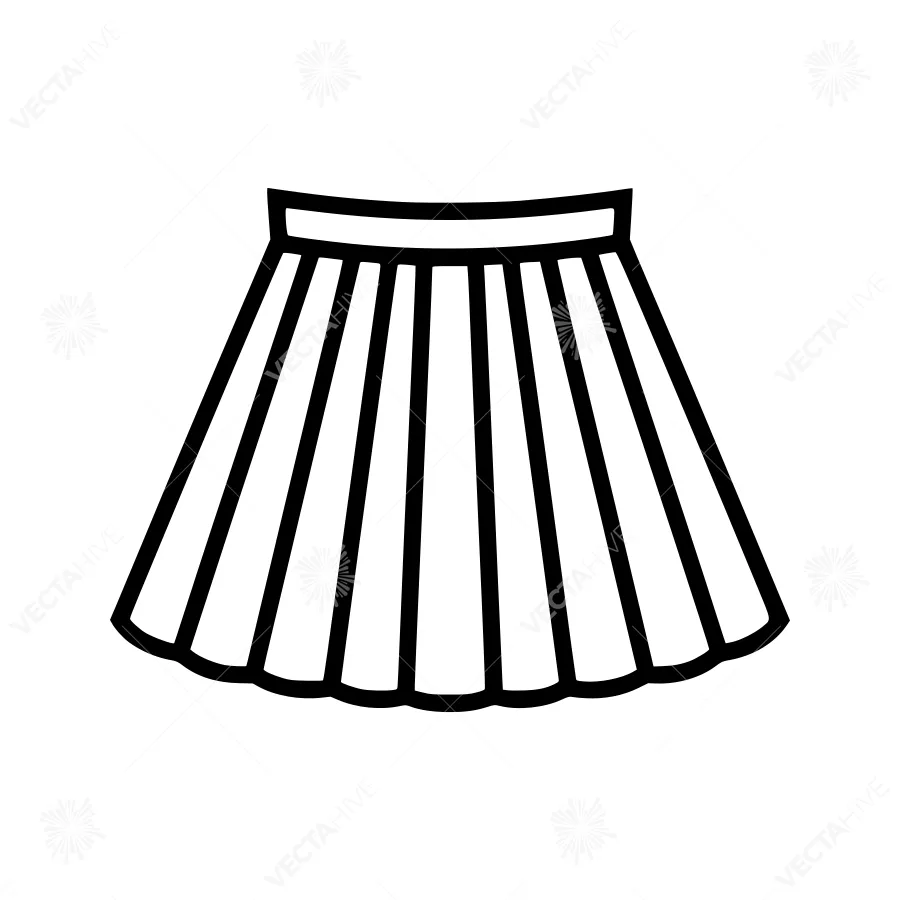 Black Skirt Line Art Icon