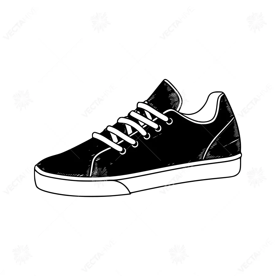 Black Shoe Illustration - Line Art Vector