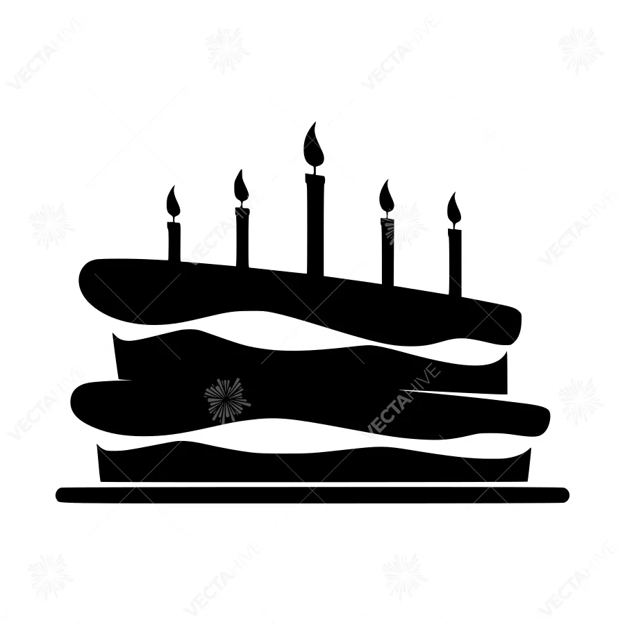 Black Birthday Cake Silhouette Icon