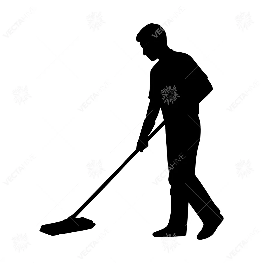 Silhouette Cleaning Mover - Black Vector