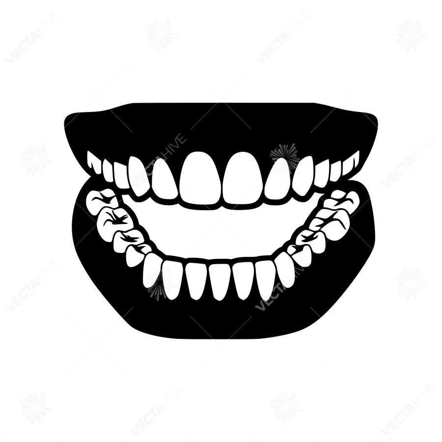 Black & White Teeth Smile Illustration