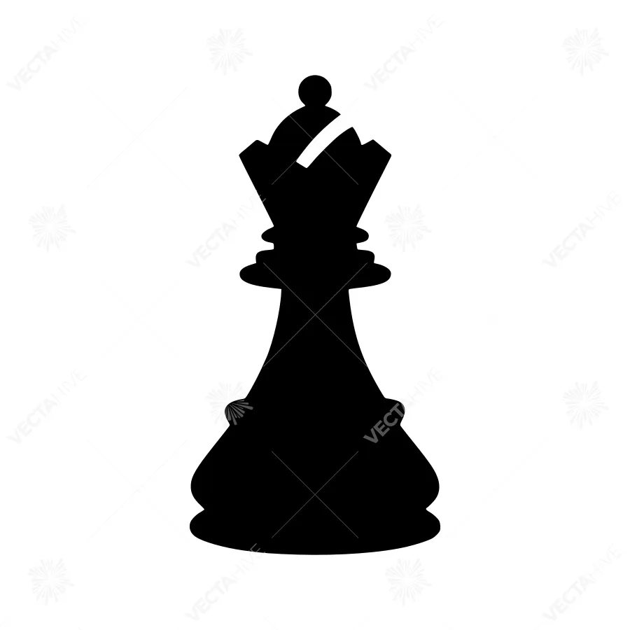 Chess King Silhouette - Black on White