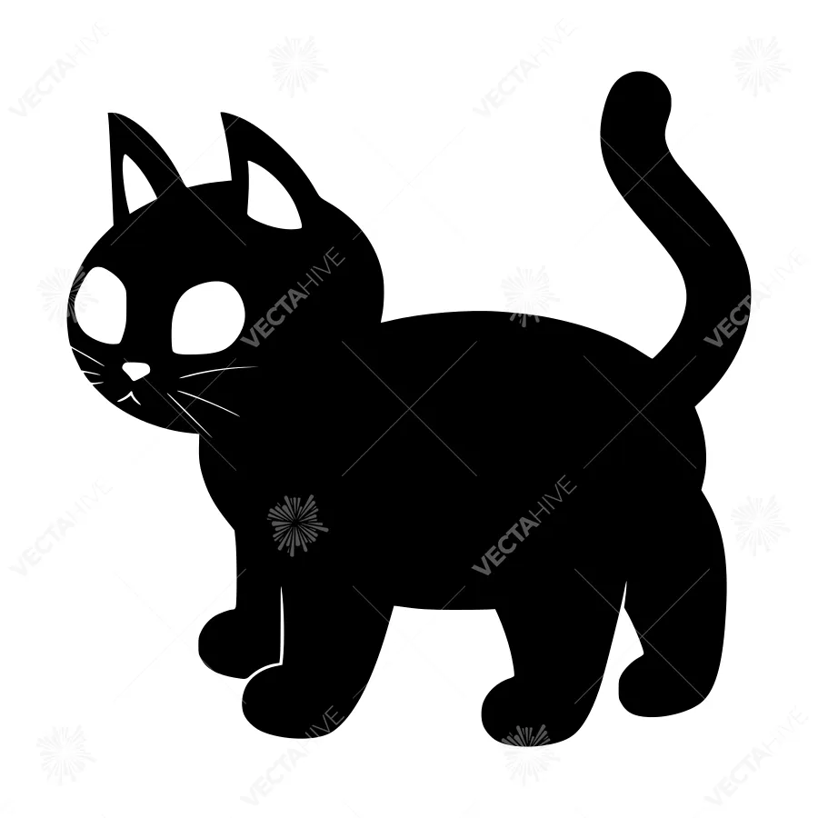 Cute Black Cat Silhouette Vector Illustration