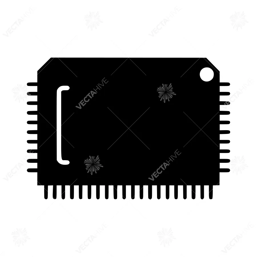 Black Chip Icon - Technology Vector Illustration