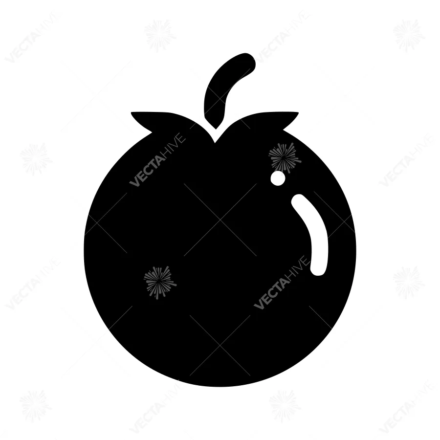 Black Apple Icon - Simple Fruit Vector