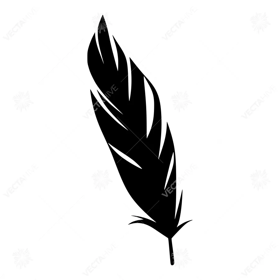 Black Feather Silhouette Vector Icon