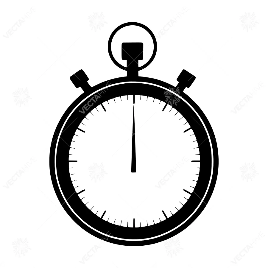 Black Stopwatch Icon - Time Management Vector