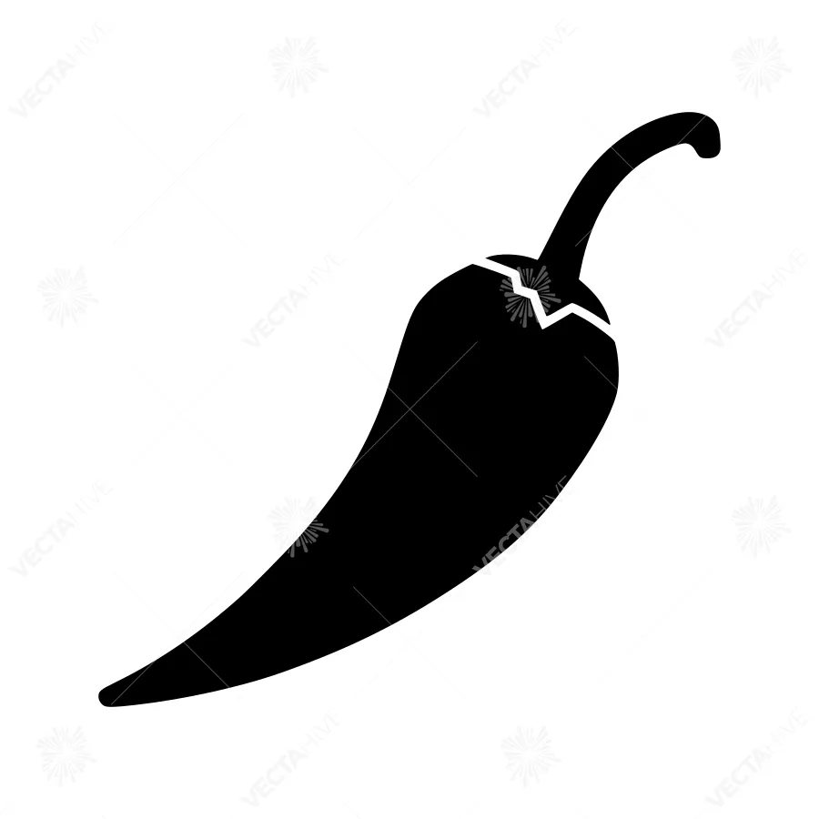 Black Chili Pepper Icon - Simple Vector Illustration