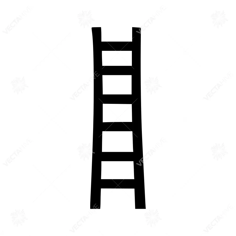 Simple Black Ladder Icon - Vector Illustration