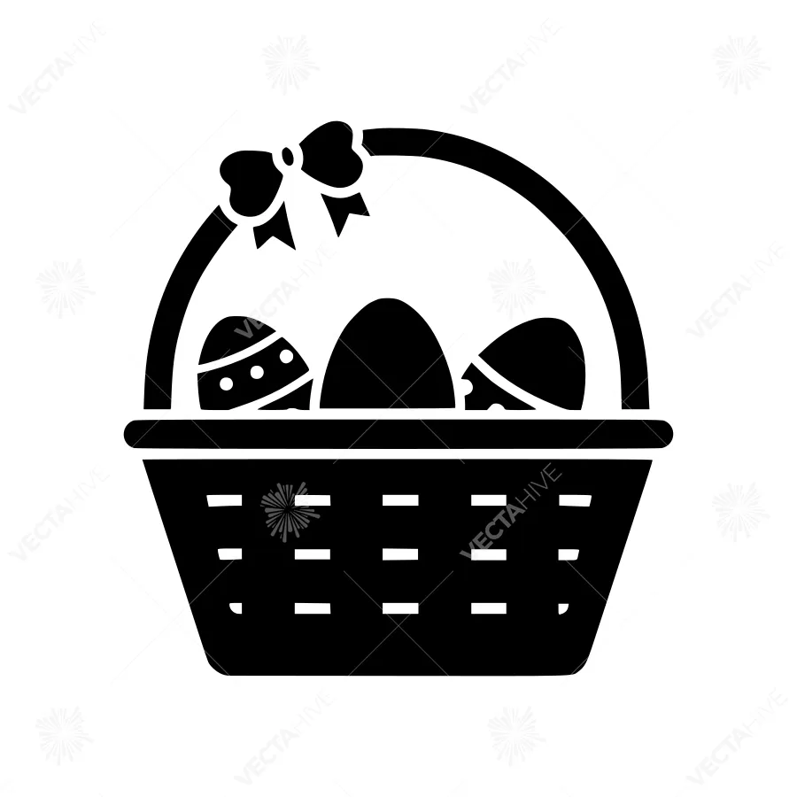 Black Easter Basket Icon - Vector Illustration
