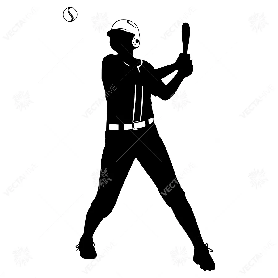 Silhouette Baseball Player Swinging Bat