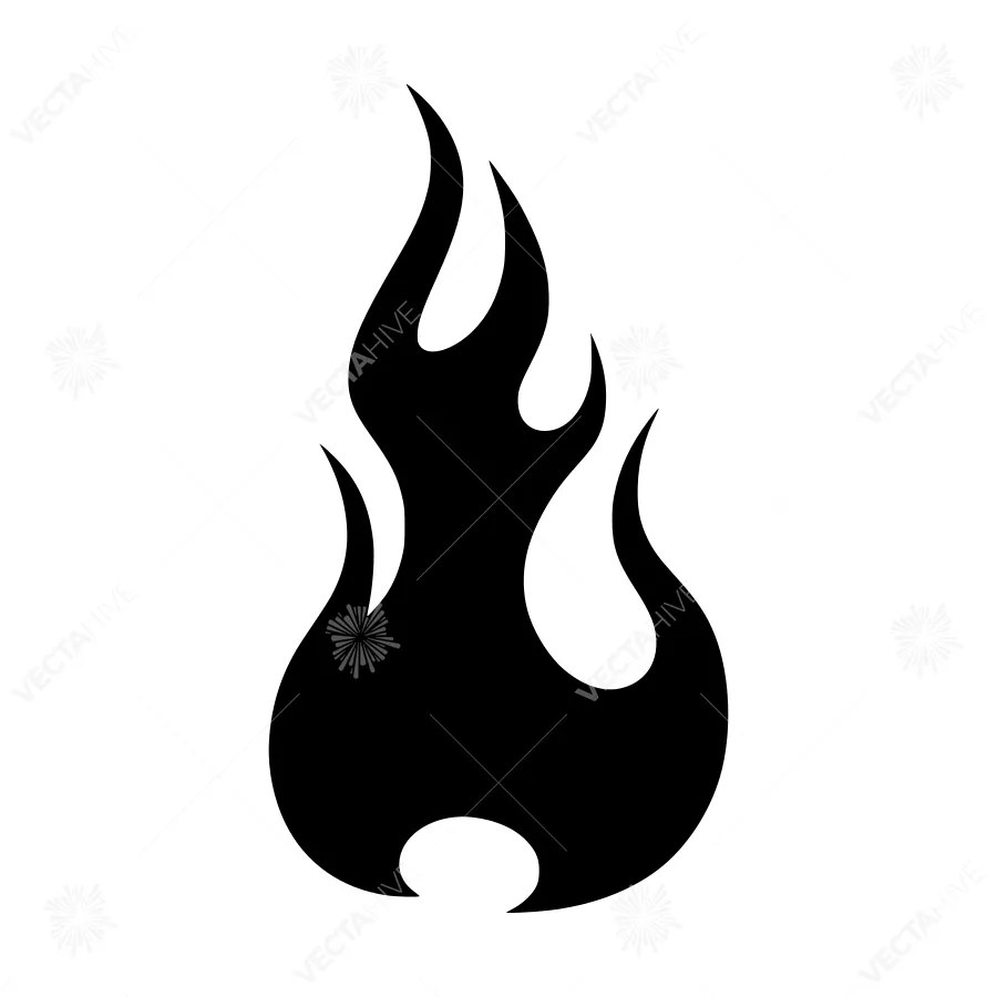 Flame Icon - Black Silhouette Vector