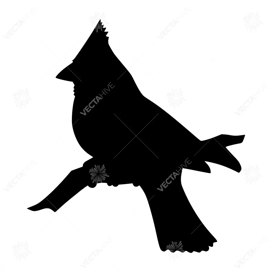 Cardinal Silhouette - Black Bird Outline