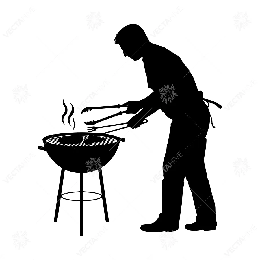Silhouette Grilling - BBQ Man