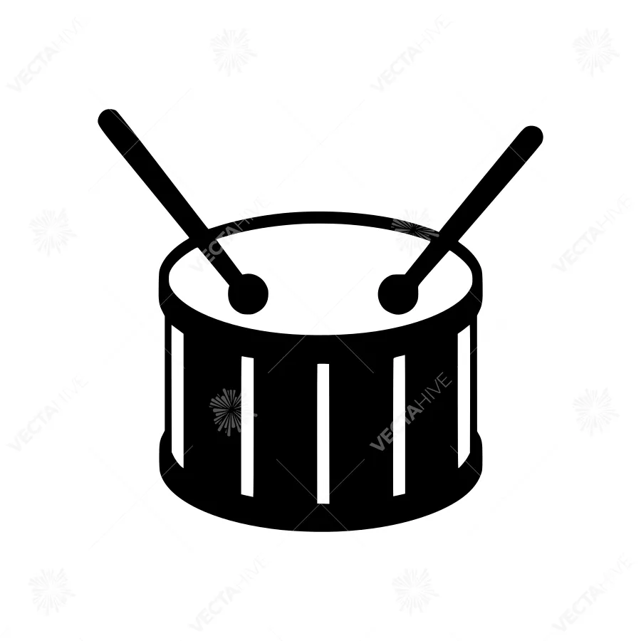 Black Drum Icon - Music Vector Illustration
