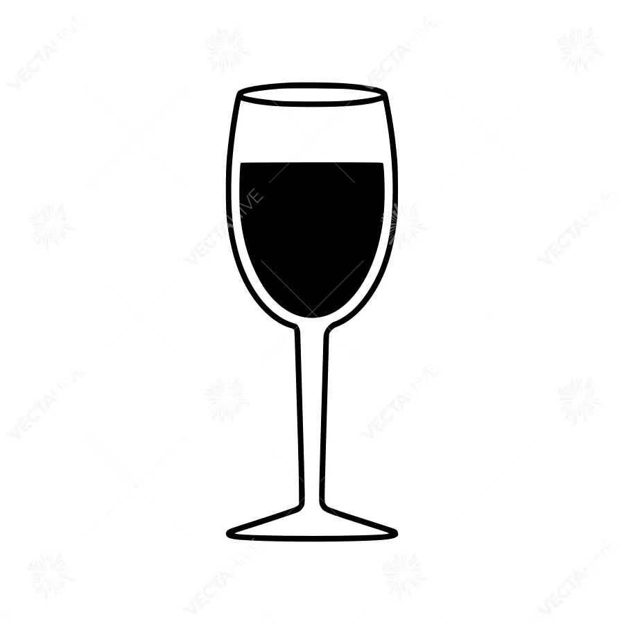 Wine Glass Icon - Black Outline