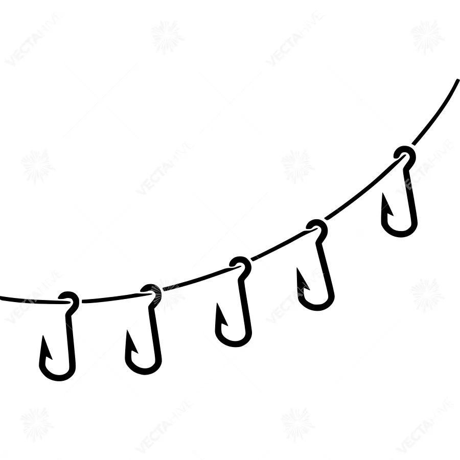 Black Fishing Hooks String Garland - Minimalist Design