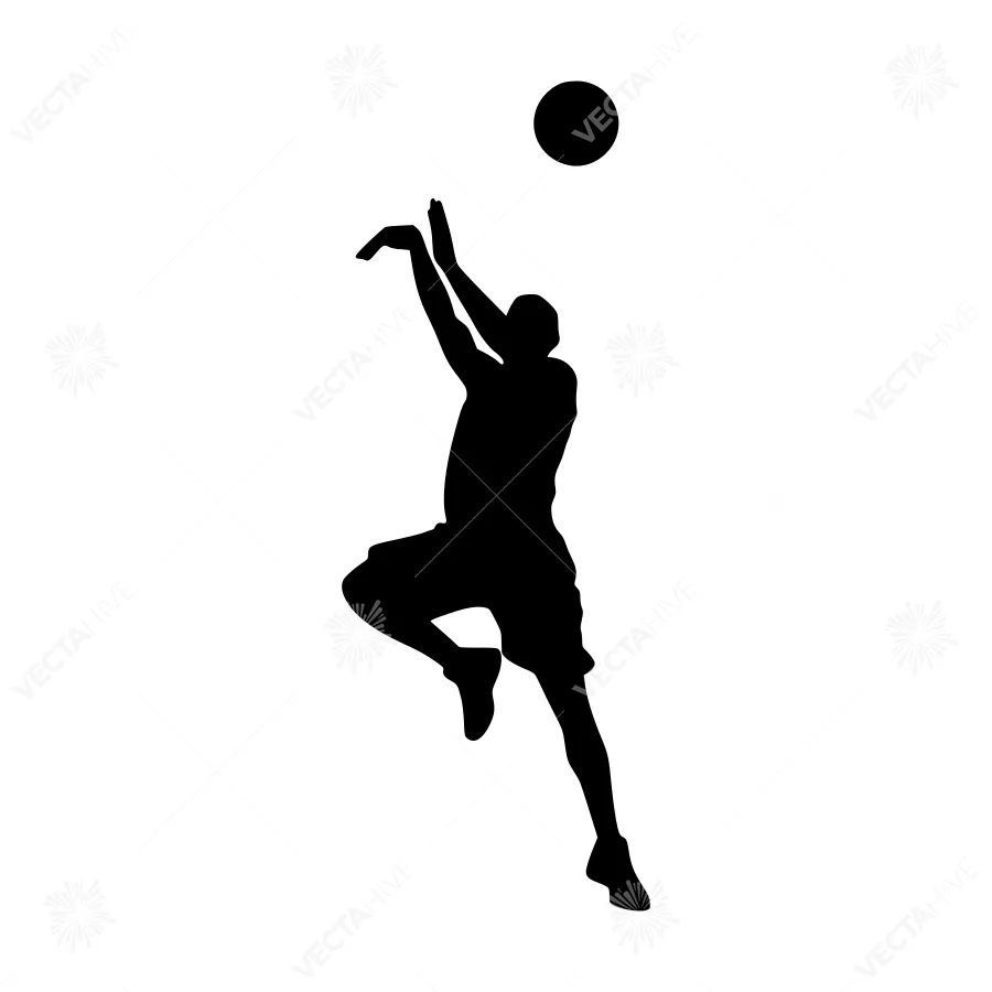Silhouette Volleyball Player Reaching for Ball