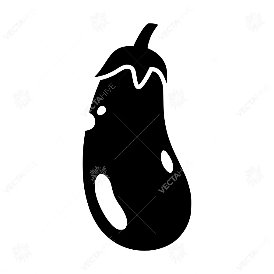 Black Silhouette Eggplant Vector Icon