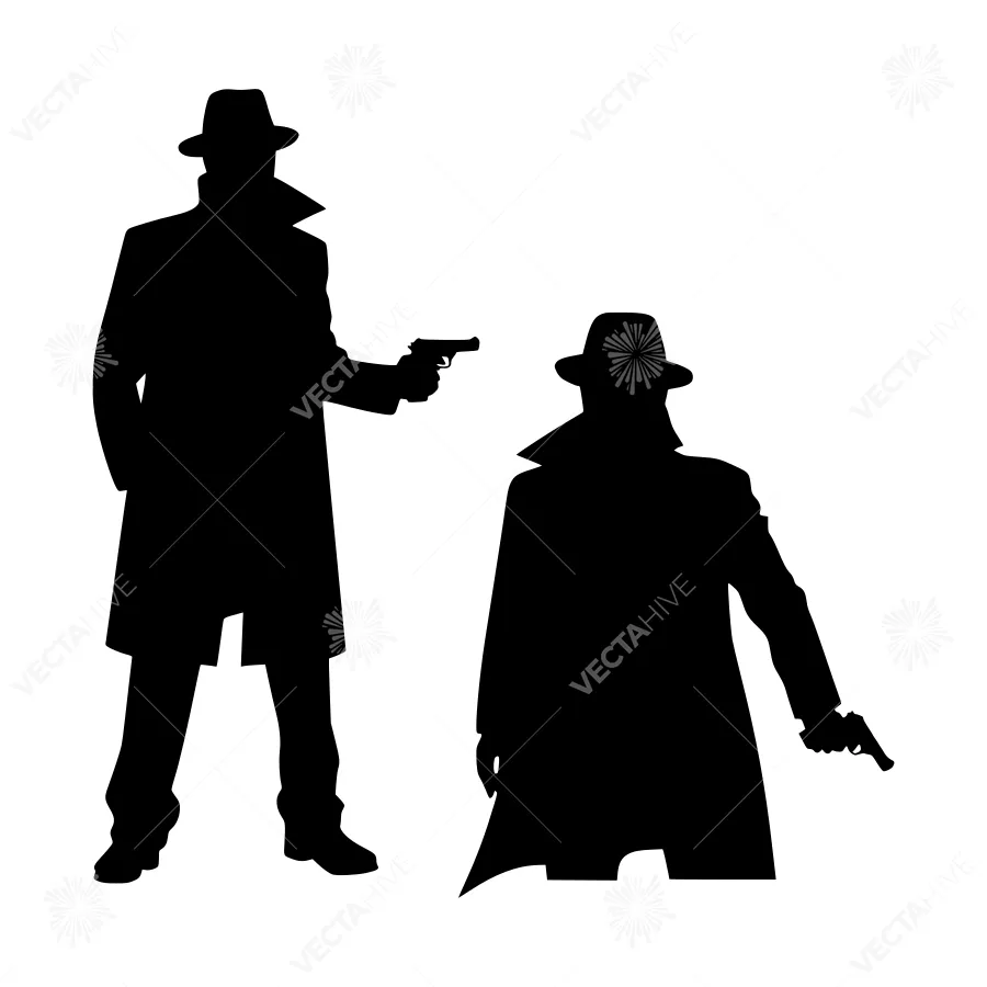 Silhouette Detectives - Vintage Crime Style