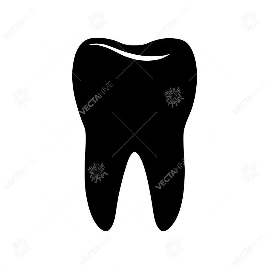 Dental Tooth Icon - Black Silhouette