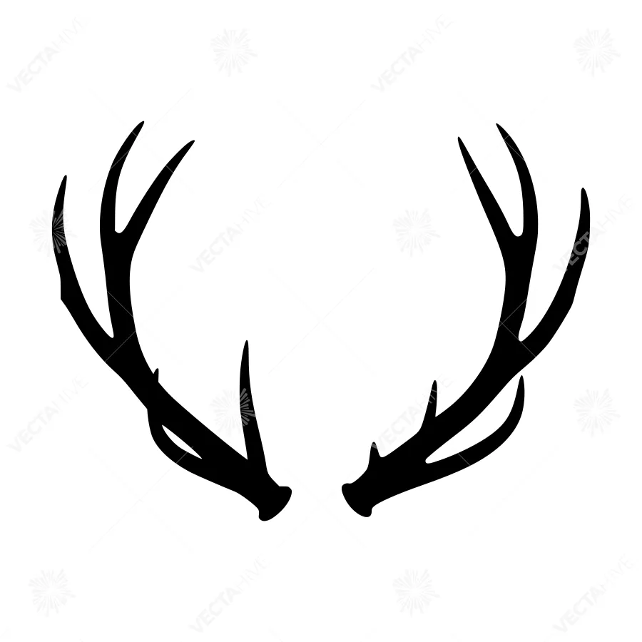 Deer Antlers Silhouette - Black on White