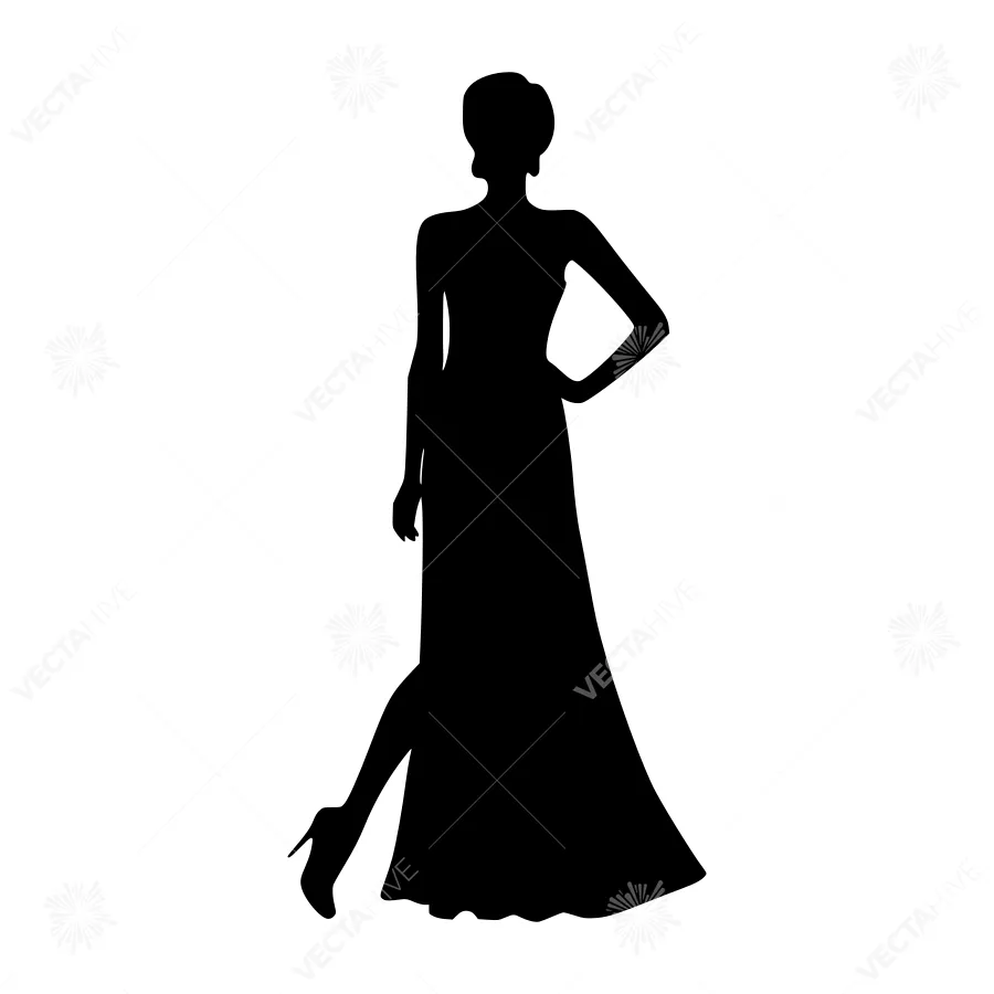 Elegant Black Silhouette Woman Dress