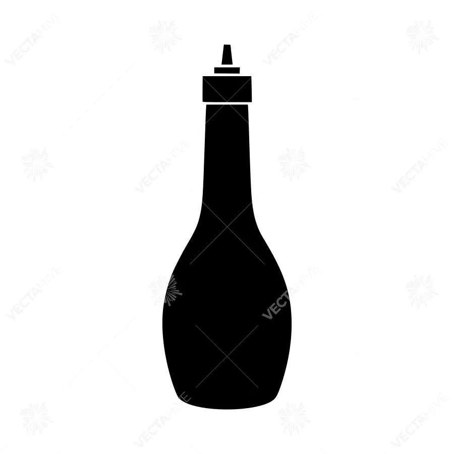 Bottle Silhouette - Black on White