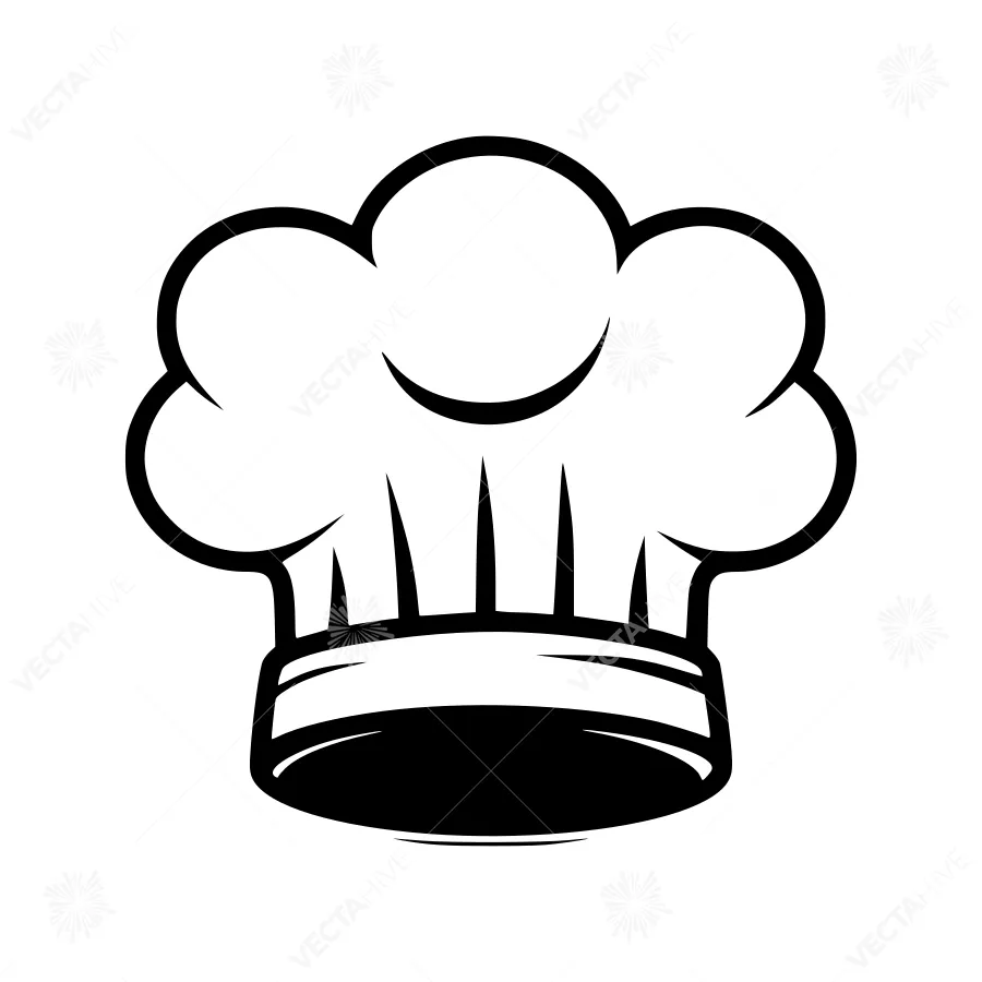 Chef Hat Icon - Black & White Vector Illustration