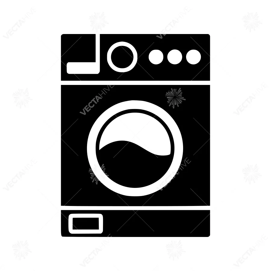 Laundry Machine Icon - Simple Black Silhouette