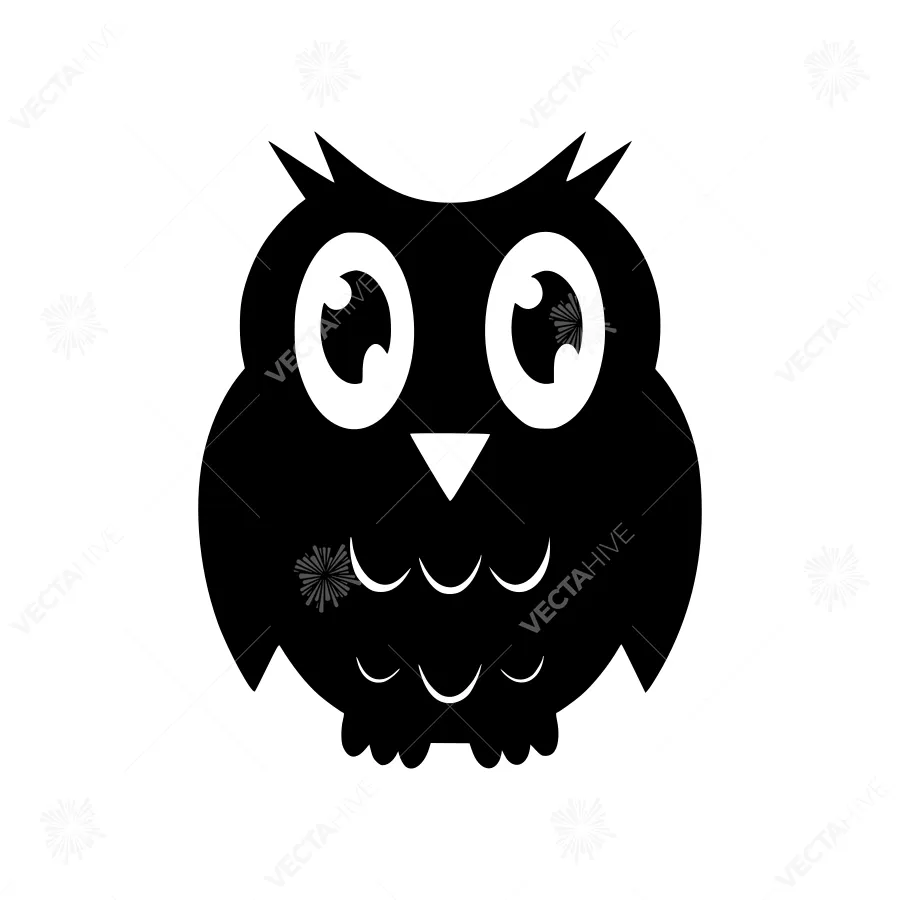 Cute Black Owl Silhouette Icon