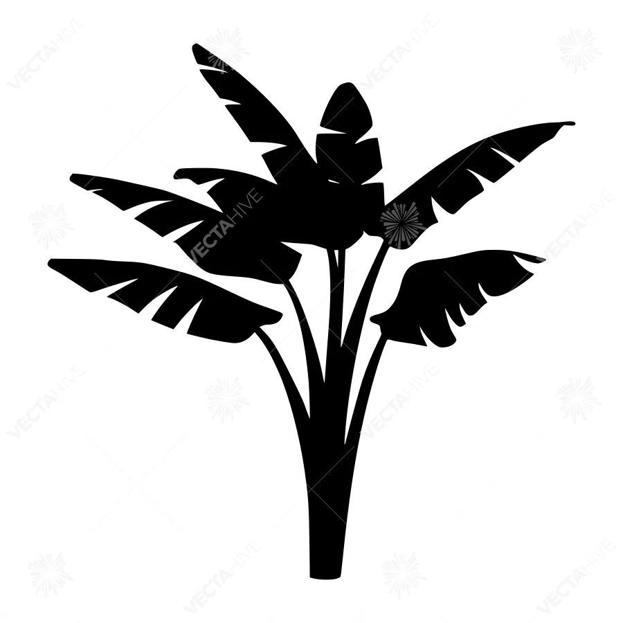 Banana Leaf Silhouette - Black on White