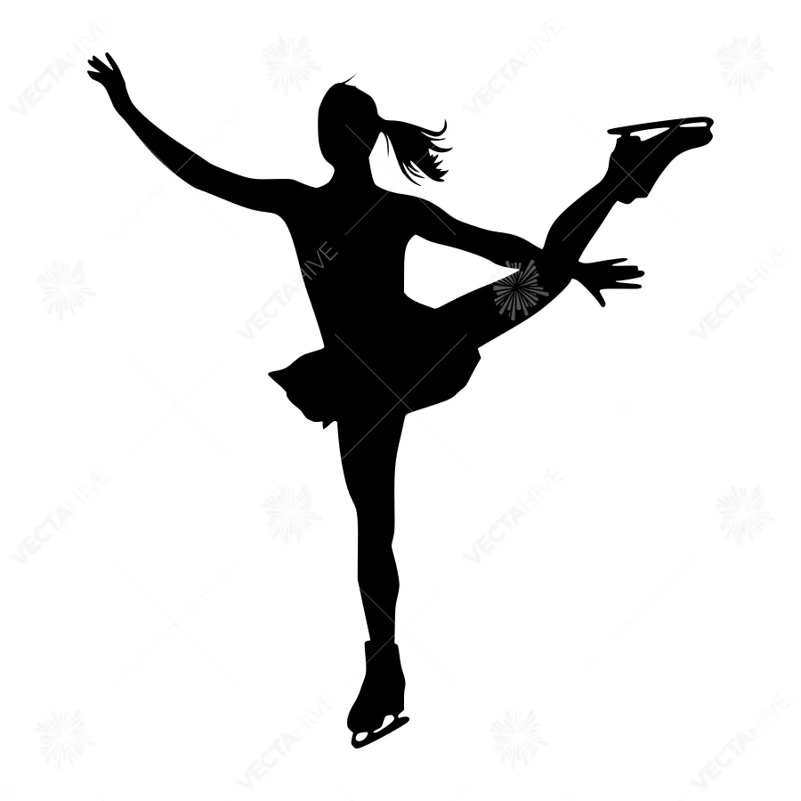 Silhouette Ice Skater - Dynamic Pose