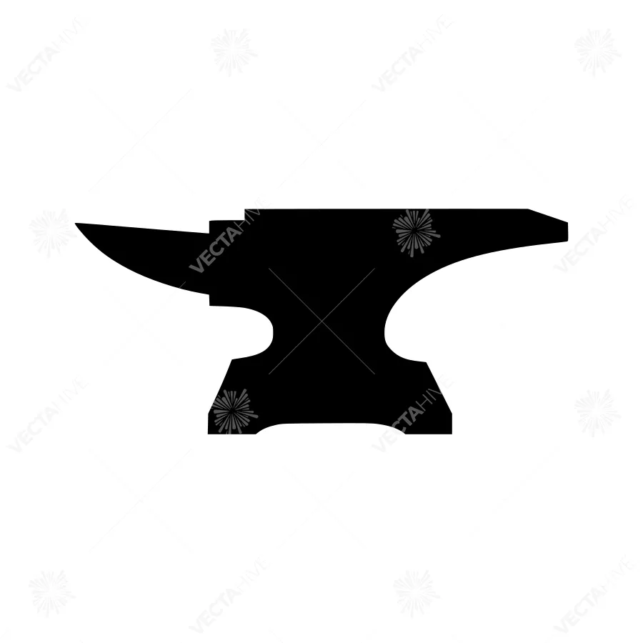 Black Anvil Silhouette on White Background