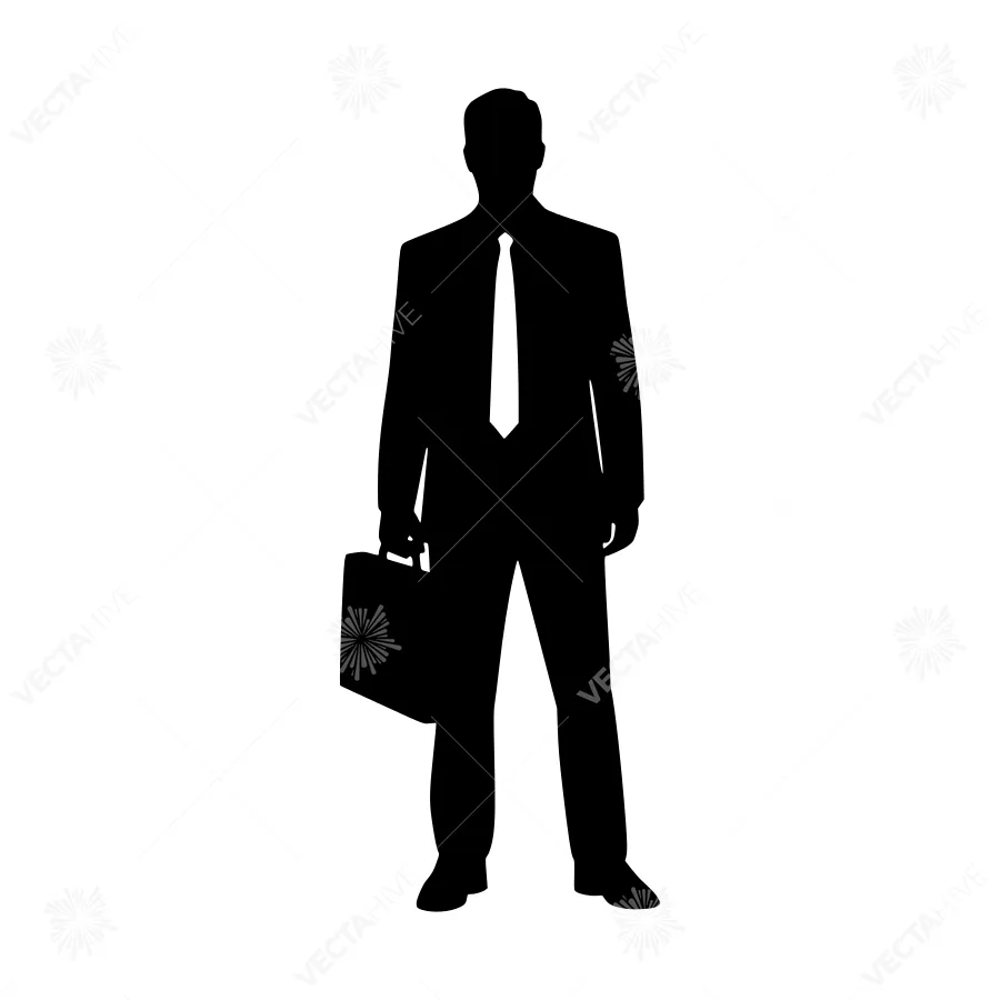 Silhouette Businessman Suit Briefcase