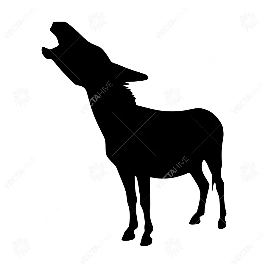 Silhouette Donkey Illustration - Black on White