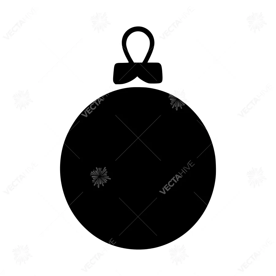 Black Christmas Ornament Icon - Simple Vector