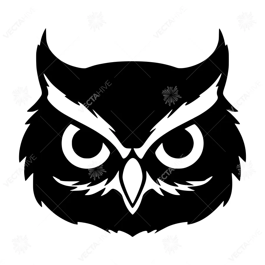 Black Silhouette Owl Head Graphic
