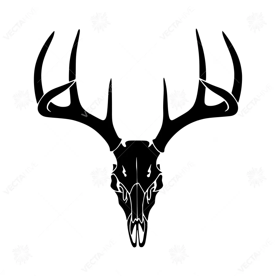 Black Deer Skull Silhouette Vector Graphic